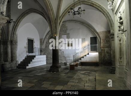 Israel. Jerusalem. Coenaculum oder Abendmahlssaal. Ein Zimmer ist traditionell statt, zu der Seite von The Last Supper. Berg Zion. Stockfoto