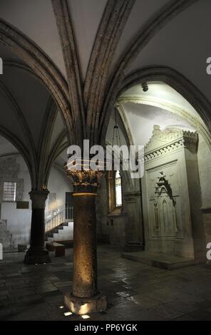 Israel. Jerusalem. Coenaculum oder Abendmahlssaal. Ein Zimmer ist traditionell statt, zu der Seite von The Last Supper. Berg Zion. Stockfoto