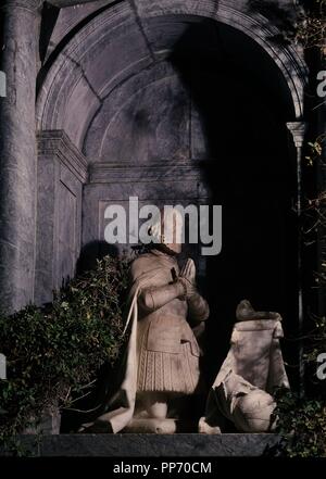 ORANTE ESTATUA DE ALONSO BAZAN. Lage: Palacio del Marques de SANTA CRUZ. VISO DEL MARQUES. CIUDAD REAL. Spanien. Stockfoto