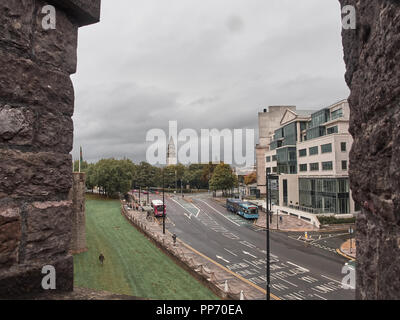 Cardiff, Großbritannien - 16 September 2018: Blick auf das Schloss von Cardiff Stockfoto