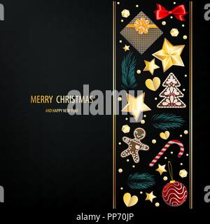 Gruß an Weihnachten dunklen Postkarte ornament Stock Vektor