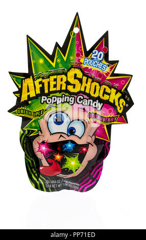 Winneconne, WI - 21. September 2018: ein Paket von Nachbeben popping Candy auf einem isolierten Hintergrund Stockfoto