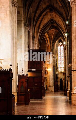 Gotica iglesia de Santa Eulalia, siglos XIV-XIX, Plaza de Santa Eularia, Mallorca, Islas Baleares, España. Stockfoto