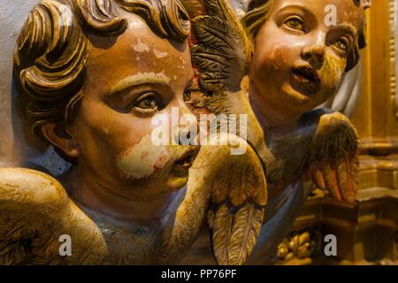 Angeles del camarín de la Mare de Déu de Bonany, Ermita de Bonany, siglo XVII Petra. Mallorca Islas Baleares. España. Stockfoto