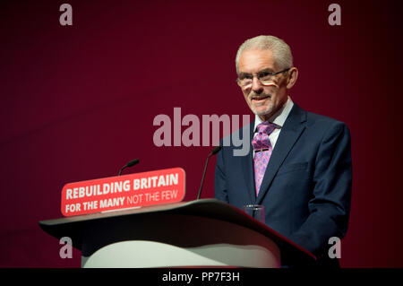 Liverpool, Großbritannien. 24 Sep, 2018. Harry Donaldson spricht auf Konferenz der Labour Party in Liverpool. Quelle: Russell Hart/Alamy leben Nachrichten Stockfoto