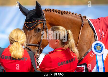 Tryon North Carolina, USA. 23. September, 2018. DSP-Alice. Deutsche pflegt. FEI World einzelnen Springen Meisterschaft. Springen. Tag 12. World Equestrian Games. WEG 2018 Tryon. North Carolina. USA. 23.09.2018. Credit: Sport in Bildern/Alamy leben Nachrichten Stockfoto