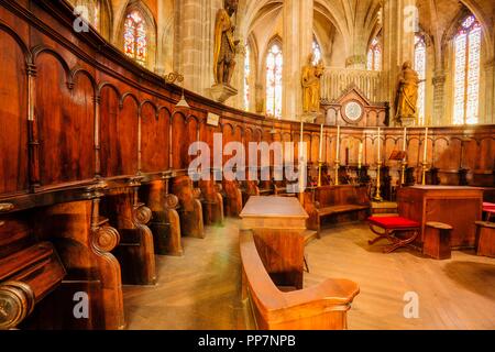 Coro y gotica Abside, Iglesia de Santa Eulalia, siglos XIV-XIX, Plaza de Santa Eularia, Mallorca, Islas Baleares, España. Stockfoto