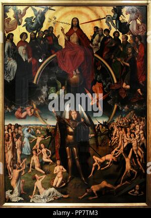 Das jüngste Gericht, späten 1460. Triptychon von deutschen Maler Hans Memling(1430-1494). Mitteltafel: Jesus Urteil und dem Erzengel Michael. National Museum. Danzig. Polen. Stockfoto