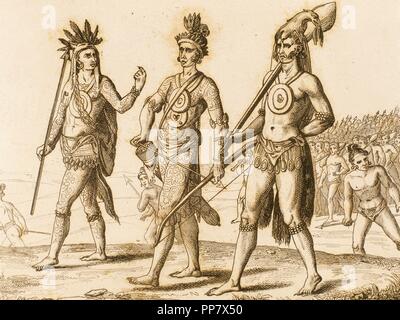 Indianer. 16. Jahrhundert. Kupferstich, 1841. Stockfoto