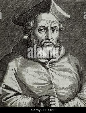 Gasparo Contarini (1483-1542). Italienischer Diplomat, Kardinal und Bischof von Belluno, einer der ersten Verfechter des Dialogs mit den Protestanten nach der Reformation. Porträt. Gravur. Stockfoto