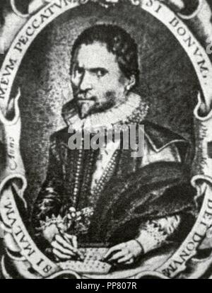 John Napier (1550-1617). Schottischer Mathematiker, Physiker und Astronom. Porträt. Gravur. Stockfoto