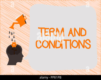Text Zeichen angezeigt und Bedingungen. Konzeptionelle foto Richtlinien und Regeln, wo man muss sich einverstanden, sich an. Stockfoto