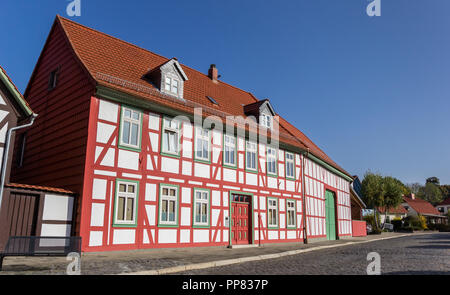 Bunte Fachwerkhäuser in Duderstadt, Deutschland Stockfoto