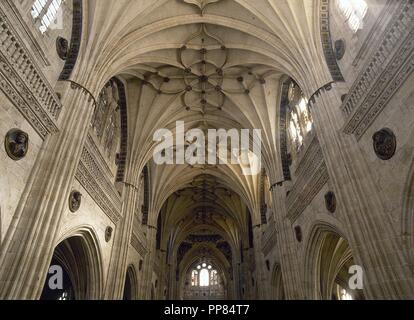 Spanien. Kastilien und Leon. Salamanca. Neue Kathedrale. 16.-18.Jahrhundert. Gotik und Barock. Sart Rippe Vault. Stockfoto