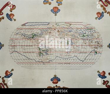 PORTOLAN Atlas of the World von Joan Martines (1556-1590). Messina, 1587. Nationalbibliothek. Madrid. Spanien. Stockfoto