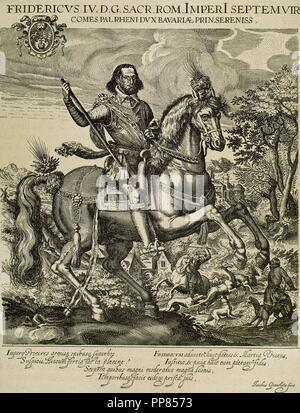 Friedrich IV. (1574-1610). Pfalz des Rheins. Kupferstich von Jacques Grandhomme. Stockfoto