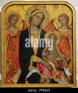 Paolo di Giovanni Fei (c. 1345-c. 1411). Italienischer Maler. Sieneser Schule. Madonna mit Kind und zwei Engeln, Mitte der 1380s. Tempera auf Leinwand (übertragen von Panel). Die Eremitage. Sankt Petersburg. Russland. Stockfoto