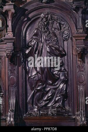 Las MEJORES DE LA SILLERIA DEL CORO - SIGLO XVI. Autor: JUNI, JUAN DE. Lage: Catedral. Valladolid. Spanien. Stockfoto