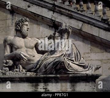 Las MEJORES DE LA FUENTE BAJO LA ESCALERA DEL PALACIO. Lage: PALACIO DEL SENADO. ITALIA. Stockfoto