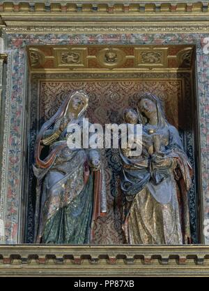 RETABLO DE LA INMACULADA REALIZADO ENTRE 1580 Y 1584 - las mejores DE SANTA ANA Y LA VIRGEN MARIA. Autor: VAZQUEZ JUAN BAUTISTA. Lage: IGLESIA DE LA ANUNCIACION. Sevilla. Sevilla. Spanien. Stockfoto