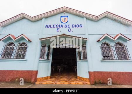 Iglesia Evangelica, Lancetillo, La Parroquia, Zona Reyna, Quiche, Guatemala, Mittelamerika. Stockfoto