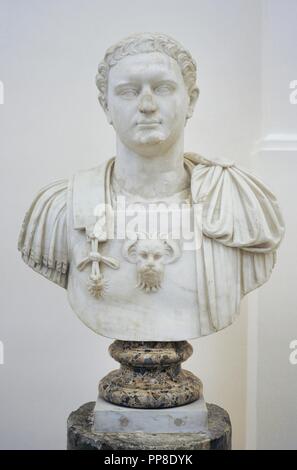 Kaiser Domitian (51-96 n. Chr.). Flavian Dynastie. Moderne Büste von dem italienischen Bildhauer Guglielmo della Porta (1500-1577). Nationales Archäologisches Museum. Neapel, Italien. Stockfoto