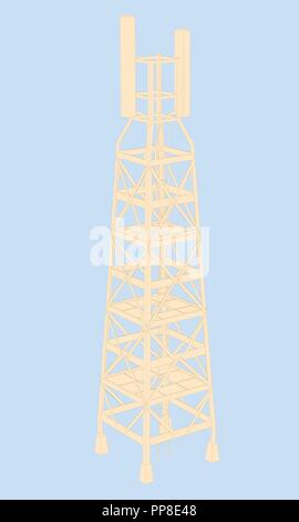 Vector Illustration eines Radio Tower. Isometrische. Stock Vektor