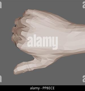Polygonale menschliche Hand mit Daumen nach unten. Vector Illustration. 3D. Stock Vektor