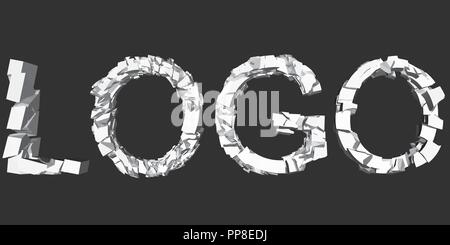 Vector Illustration einer zusammenbrechenden Logo. 3D. Animation Zerstörung. Stock Vektor