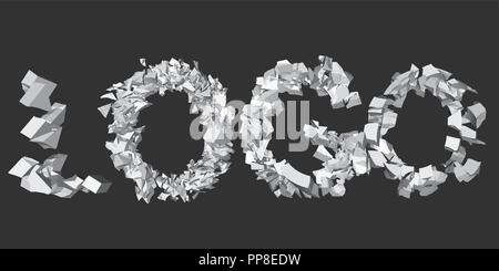 Vector Illustration einer zusammenbrechenden Logo. 3D. Animation Zerstörung. Stock Vektor