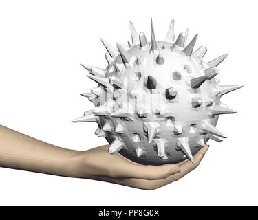 Bakterien in die Hand der Person. Konzept. Vector Illustration. 3D. Stock Vektor