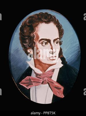 René-Théophile - Hyacinthe Laennec (1781-1826), französischer Arzt. Er erfand das Stethoskop im Jahre 1816, während der Arbeit am Hôpital Necker, und seine Verwendung in der Diagnose verschiedener Brust Bedingungen. Ort: INSTITUTO DE HISTORIA DE LA MEDICINA. Rom. ITALIA. Stockfoto