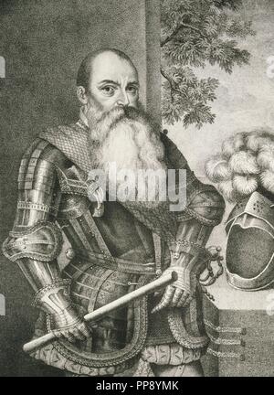 Hernando de Alarcón (1466-1540). Spanischen Militär und Navigator. Porträt. Gravur. Stockfoto