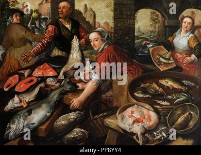 Joachim Beuckelaer (ca.1535-ca.1575). Flämischer Maler. Fischmarkt, 1570. Farnese-Sammlung. Nationales Museum von Capodimonte. Neapel. Italien. Stockfoto