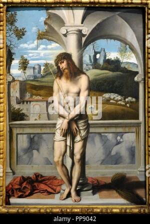 Alessandro Buonvicino genannt Moretto da Brescia (1498-ca.1554). Italienischer Maler. Christus an der Säule ca.1550. Farnese-Sammlung. Nationales Museum von Capodimonte. Neapel. Italien. Stockfoto