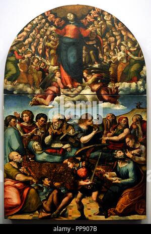 Pedro Machuca (1490-1550). Spanisch artish. Dormitio und Assumptin der Maria. Öl auf den Tisch. 16. Jahrhundert. Museum von Capodimonte. Neapel. Italien. Stockfoto