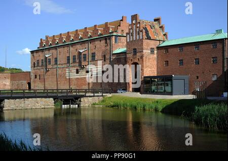 Schweden. Malmö Schloss. Gebaut im Jahre 1434 und rekonstruierten im 16. Jahrhundert im Renaissance-Stil. Von außen. Stockfoto