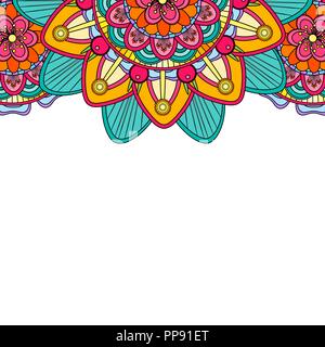 Färbung mandala Grenze auf einem weißen Hintergrund, orientalische ethnischen boho Element, Vintage arabisch Blumendekor, dekorativen indischen doodle Vektor i Stock Vektor