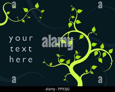 Ornamentalen Blumen pflanzen Abbildung mit grünen Blättern. Natürliche Hintergrund mit Copyspace für Ihren Text. Stock Vektor