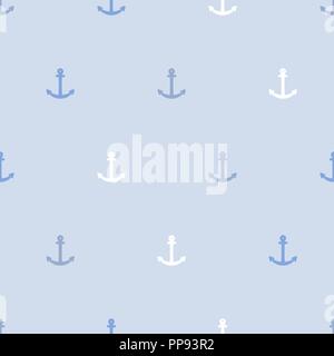 Anker vektor Textur - einfache Abbildung. Spärliche nahtlose maritimen Hintergrund. Blau und Weiß. Stock Vektor