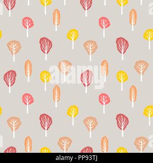 Herbst Wald Textur - nahtlose Bunte Bäume Vector Illustration. Stock Vektor