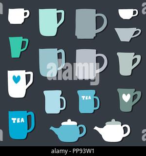 Kaffeetassen und Kaffee Tassen - Vektor Objekt gesetzt. Stock Vektor