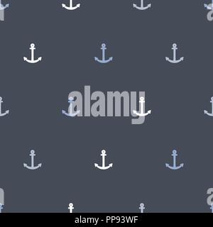 Anker vektor Textur - einfache Abbildung. Spärliche nahtlose maritimen Hintergrund. Grau und Silber. Stock Vektor