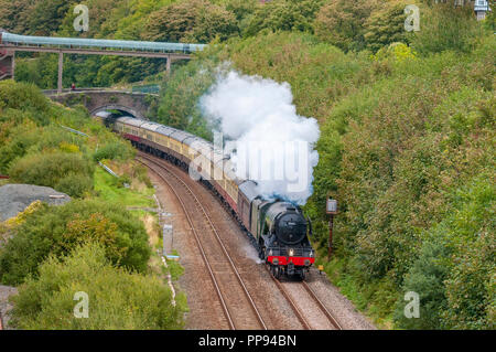 Flying Scotsman Dampflokomotive Yns Mon Express Penmaenmawr Stockfoto