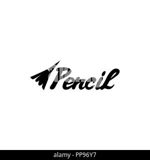 Kunst Unternehmen isoliert Schriftzug Logo Design. Gebrochene Bleistiftspitze. Black Metal Laser geschnitten. Kunst und Kreativität Schriftzug für Shop Layout oder Branding. Isolierte Vektor Stock Vektor