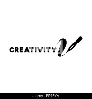 Kreativität Schriftzug logo isolierte Design. Craft Shop Schild mit Kalligraphischen Stift. Black Metal Laser geschnitten. Kunst und kreative logo für store Layout oder Branding. Isolierte Vektor Stock Vektor