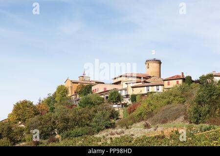 Dorf Oingt im Beaujolais, Frankreich Stockfoto