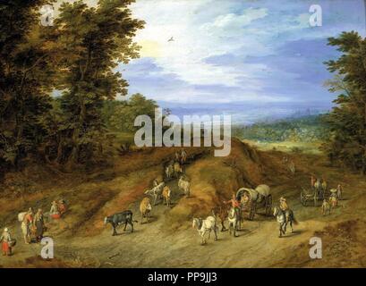 Paisaje con Campesinos, carros y Tierprodukte, 1613. Autor: BRUEGHEL, Jan (EL VIEJO) (BRUEGHEL DE VELOURS). Stockfoto