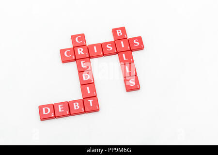 Brief Fliesen Rechtschreibung Aspekte der persönlichen Finanzen/Finanzmanagement, Finanzkrise, von Rechnungen, Schulden, Darlehen etc. Stockfoto