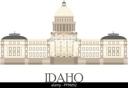 Flache isolierte Darstellung der Idaho State Capitol. Flat Style Vektor. Stock Vektor